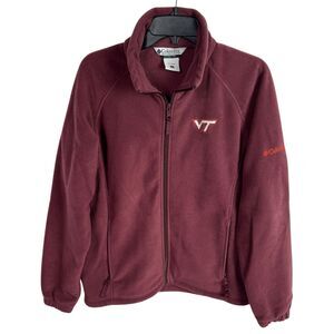 Columbia Virginia Tech Men's Fleece Jacket Size Large Burgundy/Orange HOKIES